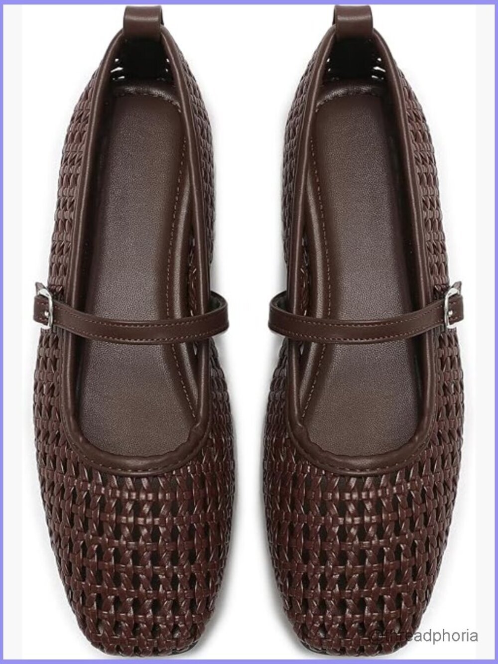 Square Toe Mary Jane Flats Foldable Woven Ballet Shoes Adjustable Buckle Strap
